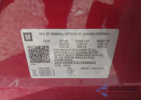 2018 Chevrolet Silverado 1500 1Lt from USA, damaged, VIN 2GCVKREC3J1100655